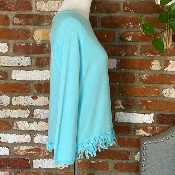 Sail To Sable Sweater Flattered in Fringe Aqua Blue size small - Picture 3 of 6
